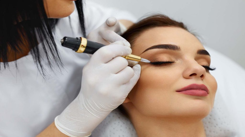 Lady Getting Her Eyelids Done-Permanent Makeup