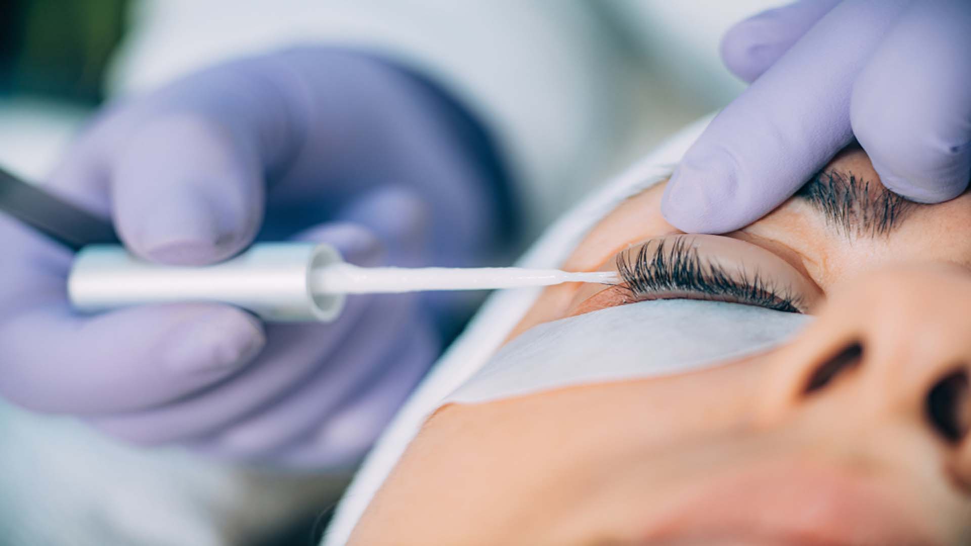 Lady Getting Eyelashes Done-Permanent Makeup