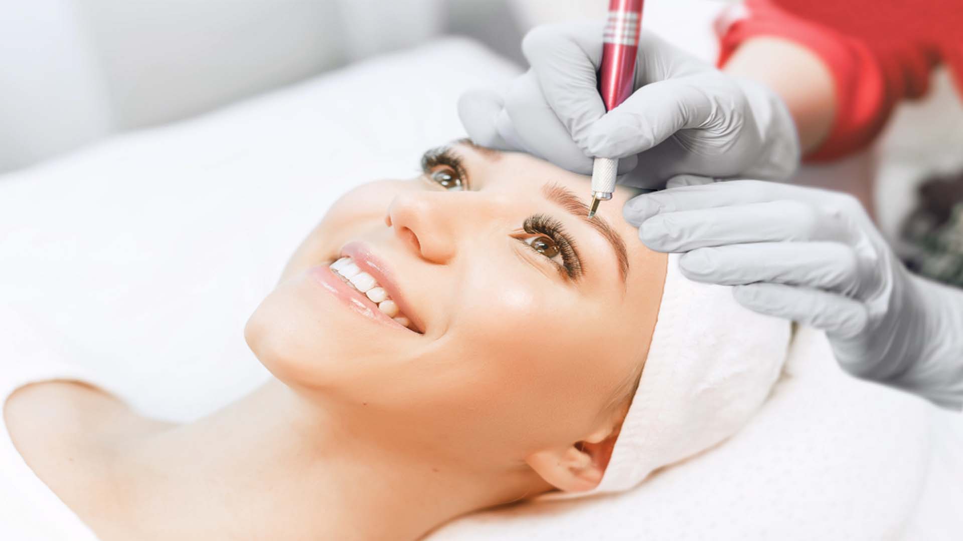 Lady Getting Eyebrows Done-Microblading