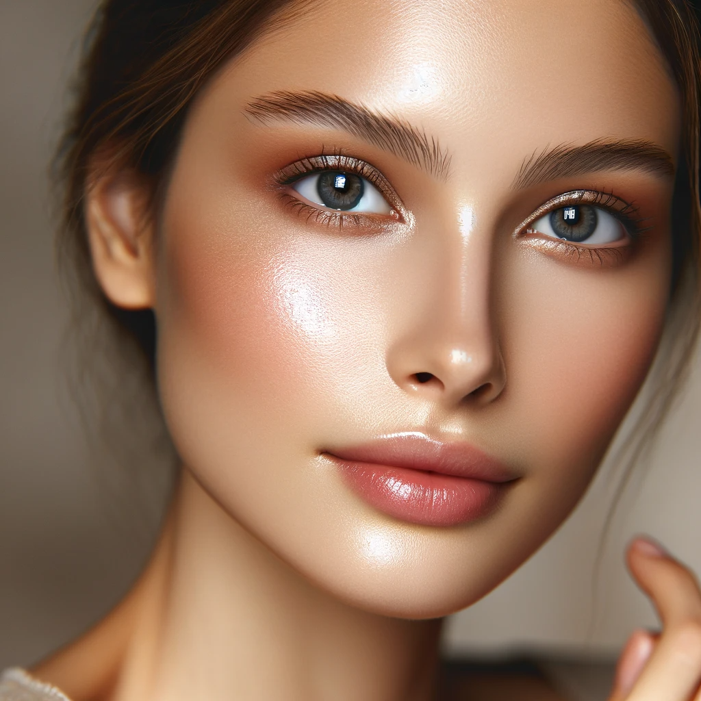 A close up portrait of a woman wearing light natural makeup. She has a subtle understated look that enhances her features without appearing overly d
