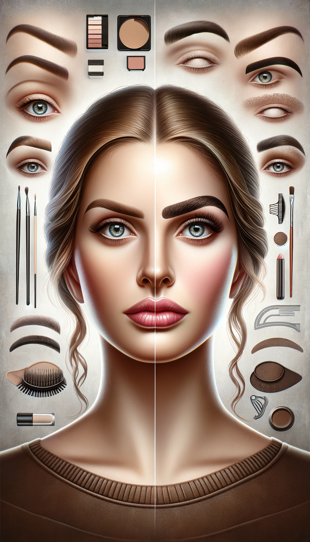 A detailed portrait representing Powder Brows Before and After 10 Game Changing Tips for Flawless Brows. The image features a European woman half