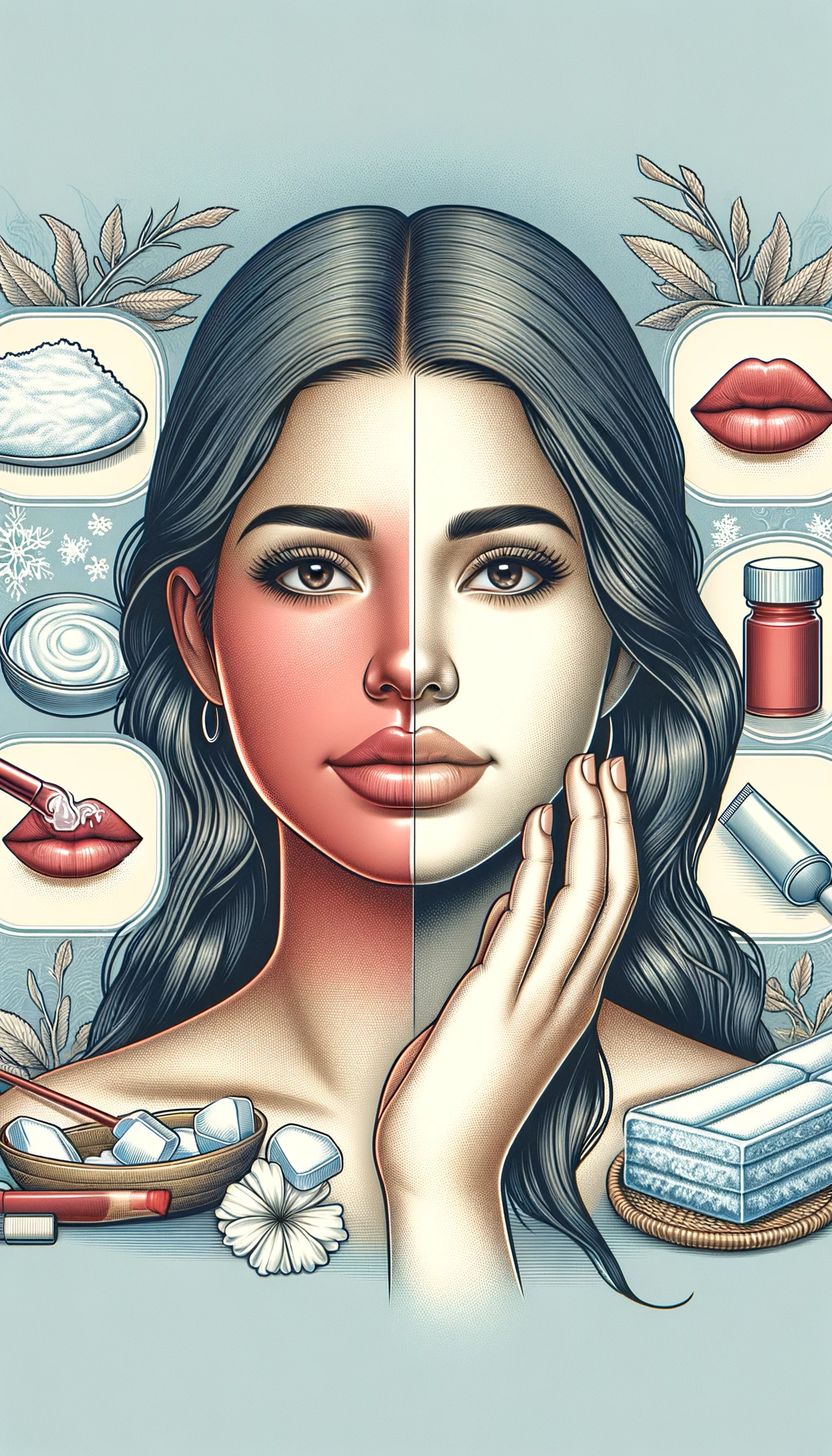 A detailed portrait representing Say Goodbye to Lip Blushing Pain with These 7 Effective Tips. The image features a woman of Mexican descent lookin