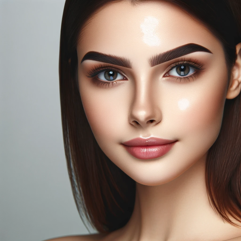 An image of a young elegant Caucasian woman with exceptionally beautiful and well groomed eyebrows. The woman should have a calm and confident
