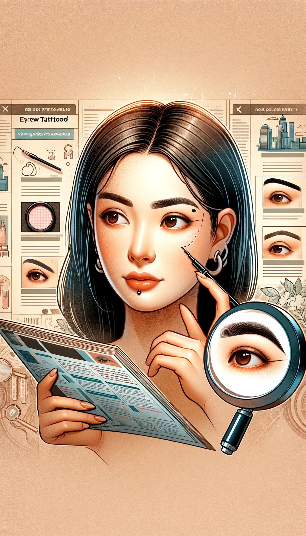 A detailed portrait representing Your Guide to Eyebrow Tattooing Finding the Perfect Service Near You. The image features a woman Asian descent l