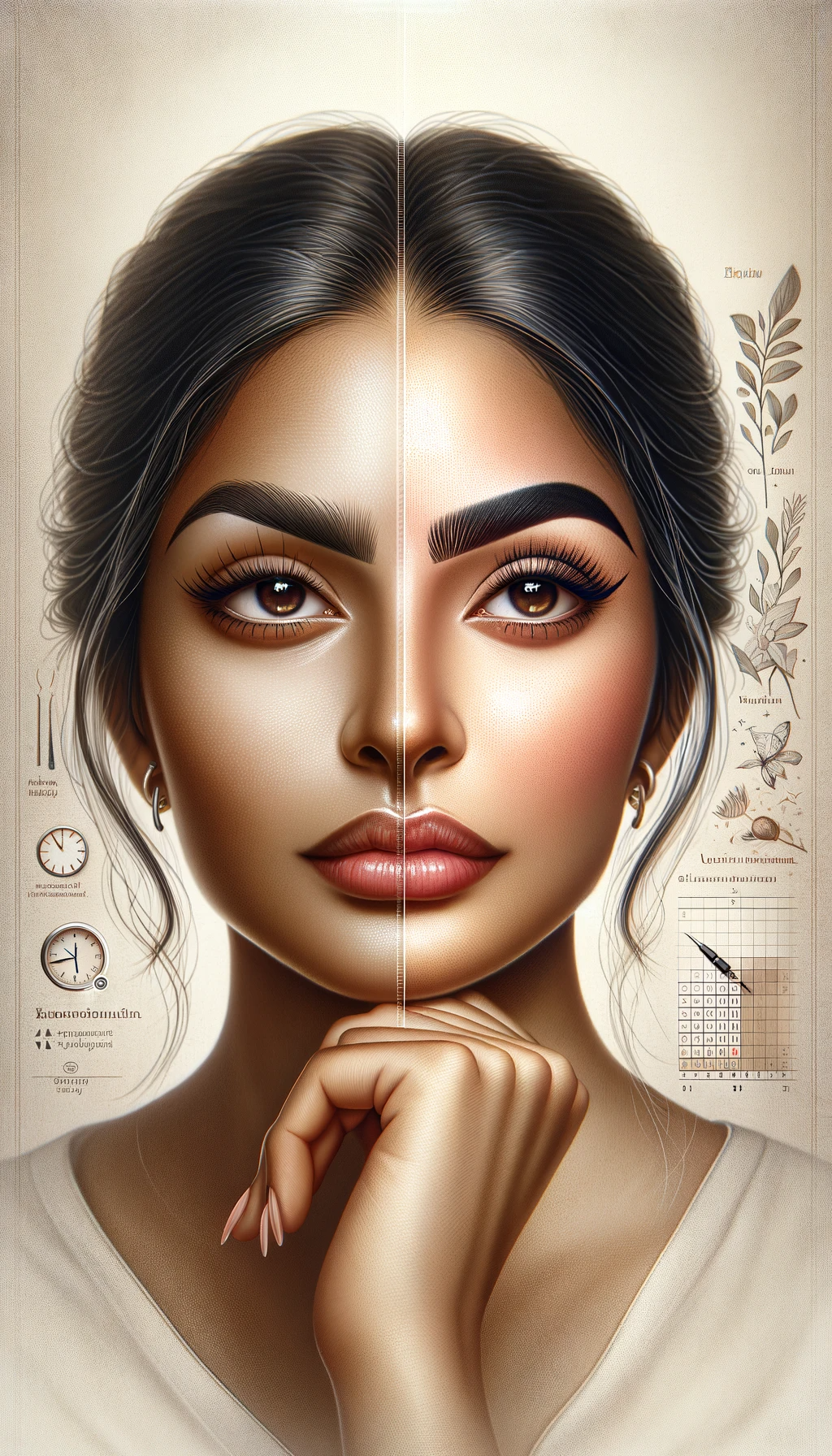 A single detailed portrait representing Microblading Permanence What to Know Before Committing to Beautiful Brows. The image features a woman Sou
