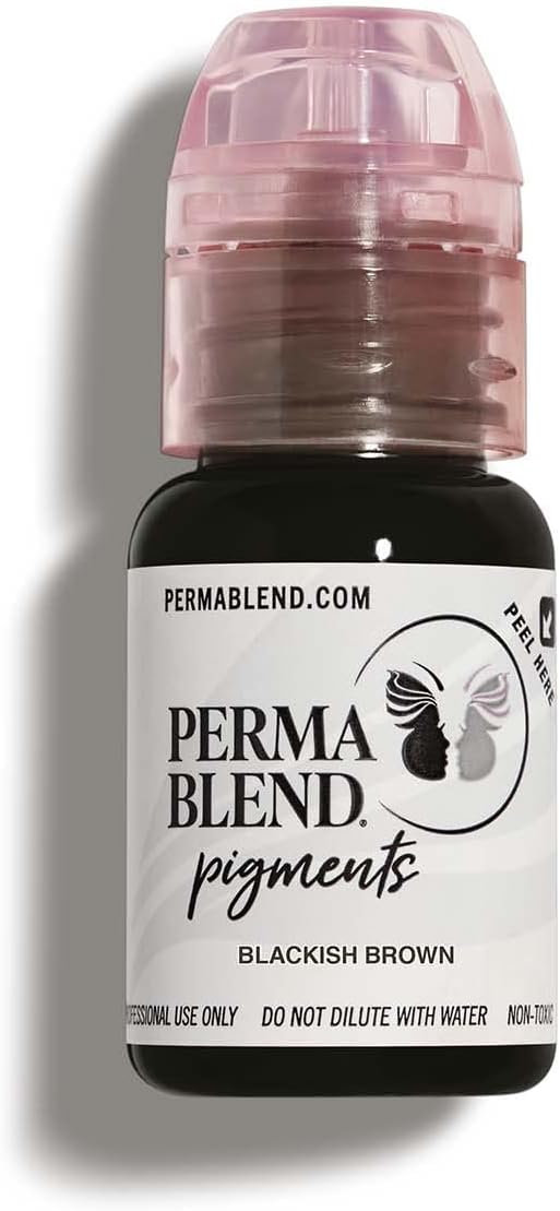 Perma Blend - Blackish Brown Tattoo Ink - Microblading Ink for Permanent Eyeliner  Eyebrow Tattoo - Professional Tattoo Ink - Dark Black/Brown Ink Makeup - Vegan (0.5 oz)