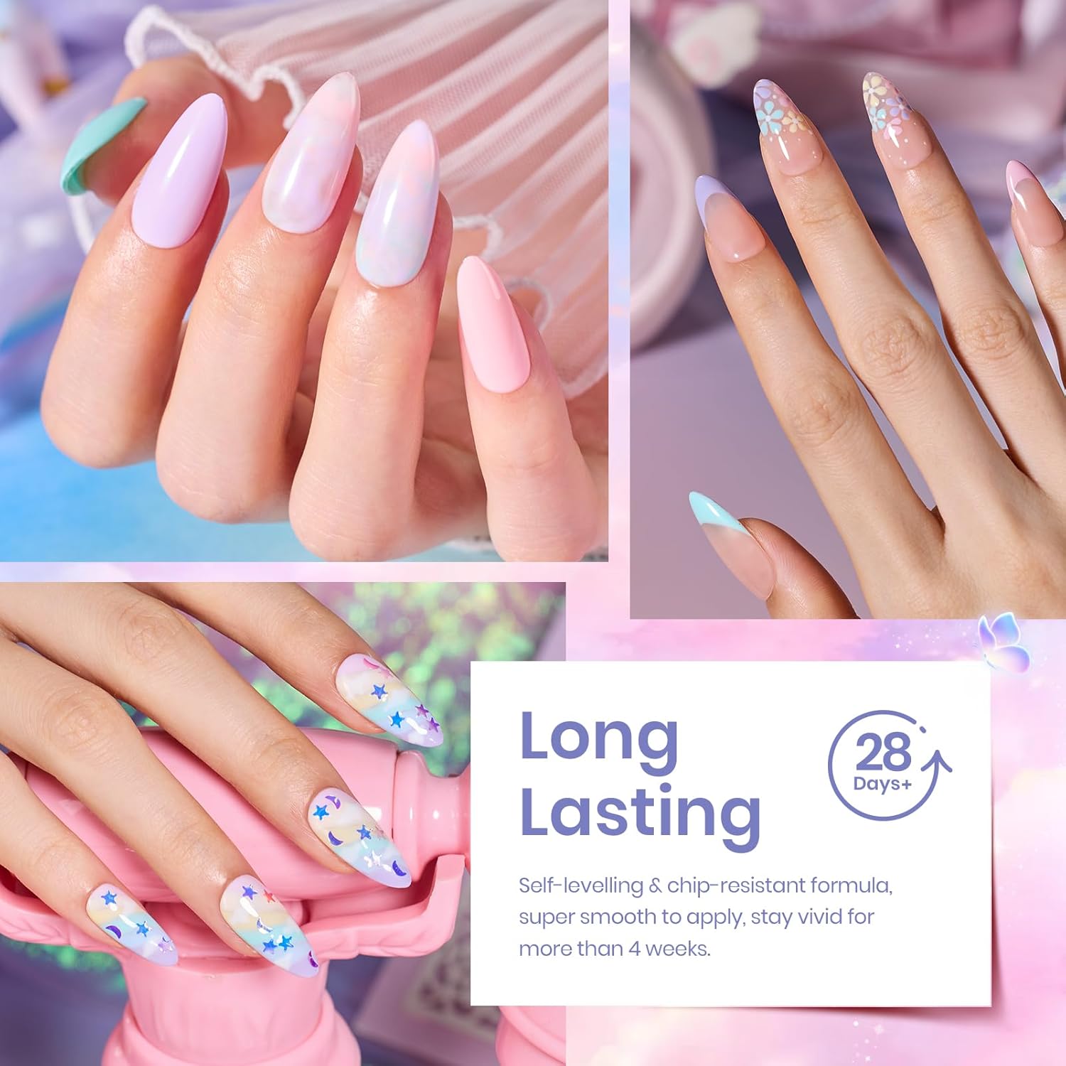 beetles gel polish set 23pcs macaroon color gel nail kit with glossy matte top coat base coat yellow pink white purple b