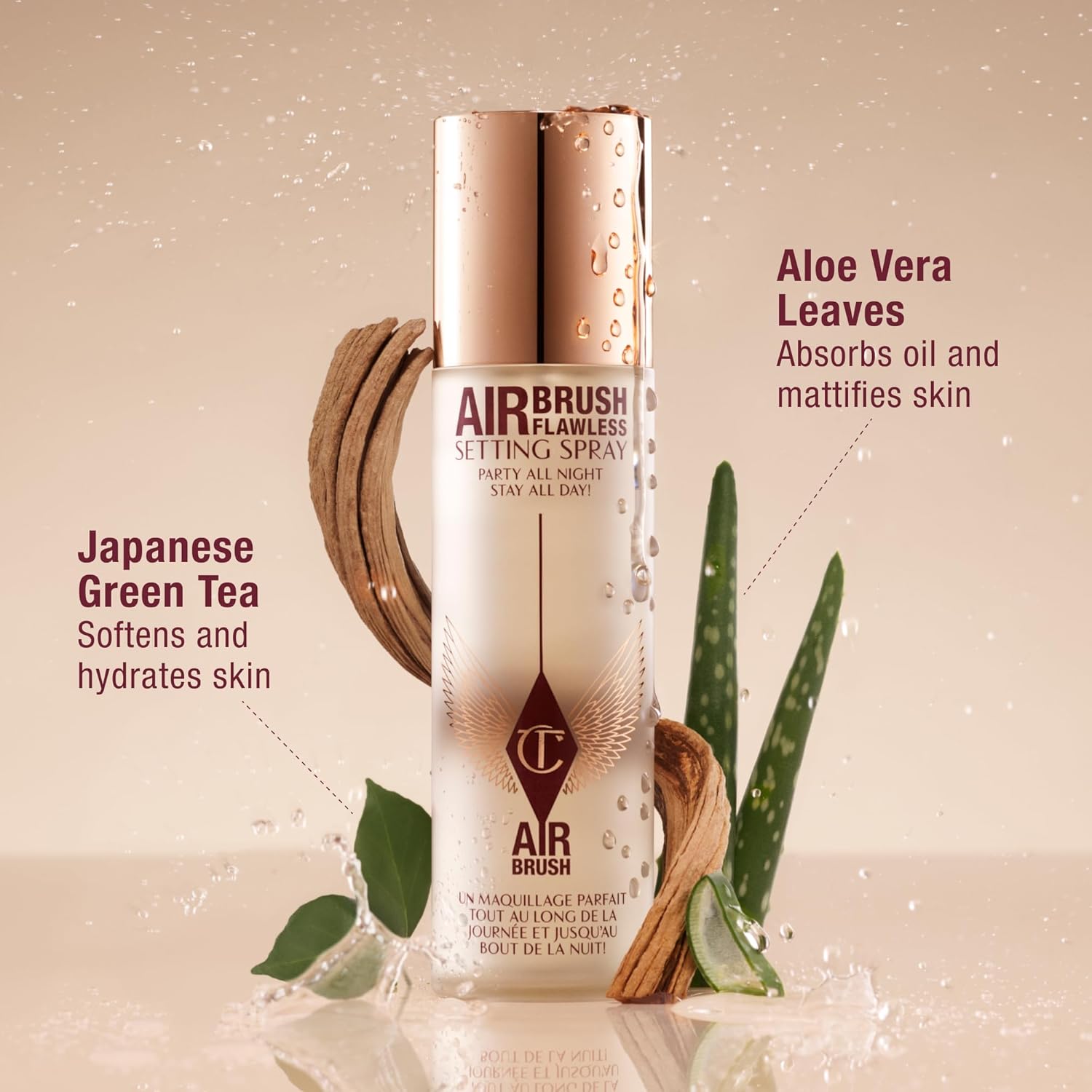charlotte tilbury airbrush flawless setting spray ultra fine hydrating mist to prime set makeup up to 16hr soothes and b