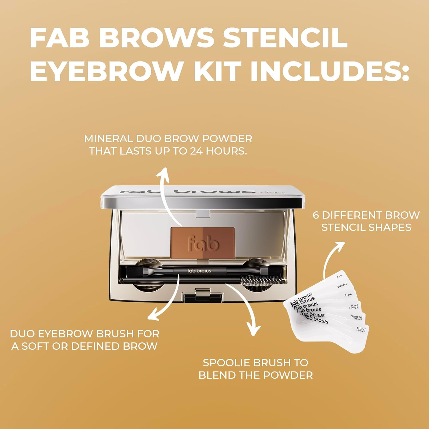 fab brows duo eyebrow kit ultimate brow stencil kit with compact powder mirror and eyebrow shaper waterproof eyebrow mak