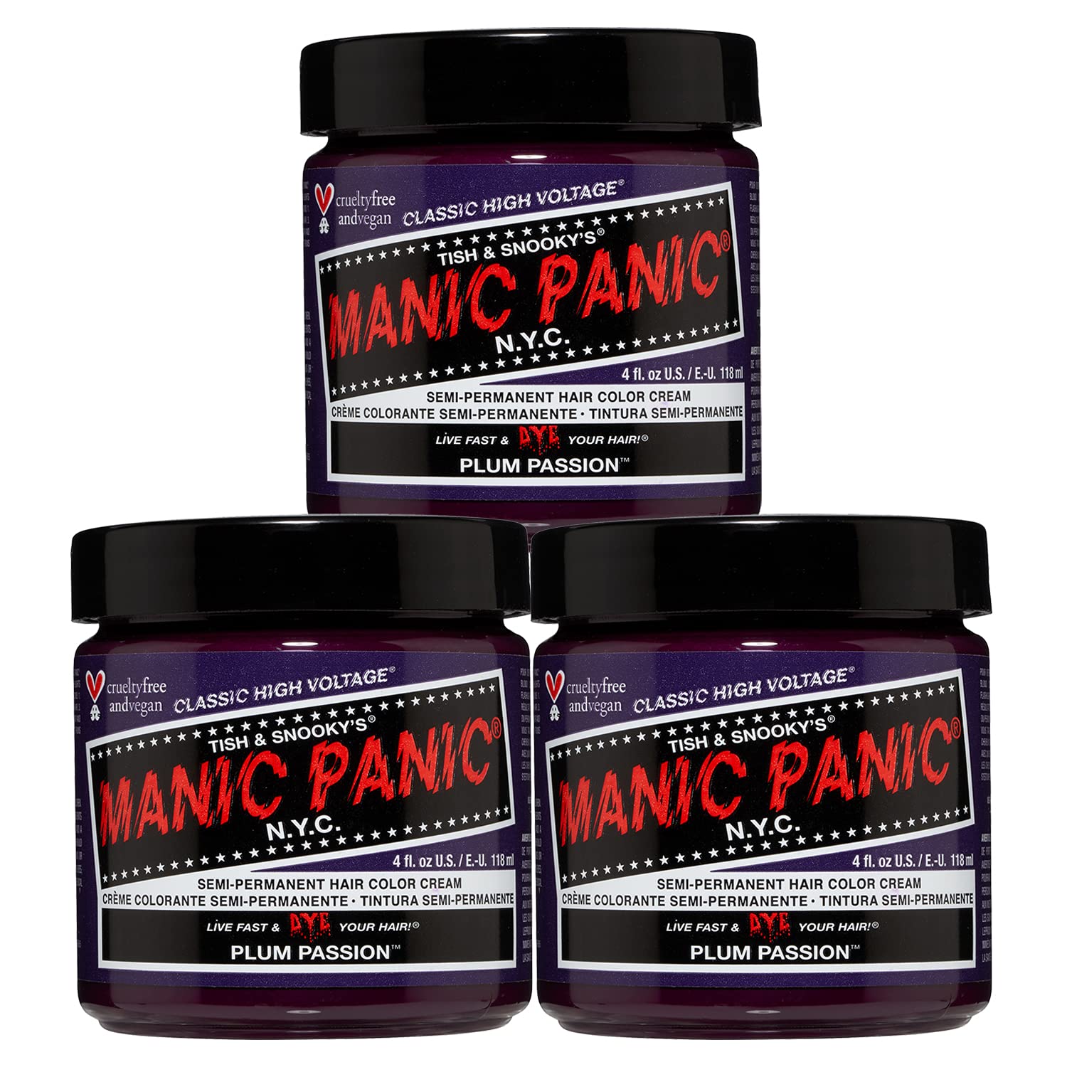 manic panic classic plum passion semi permanent hair color warm purple hair dye for women men that lasts 4 6 weeks vegan