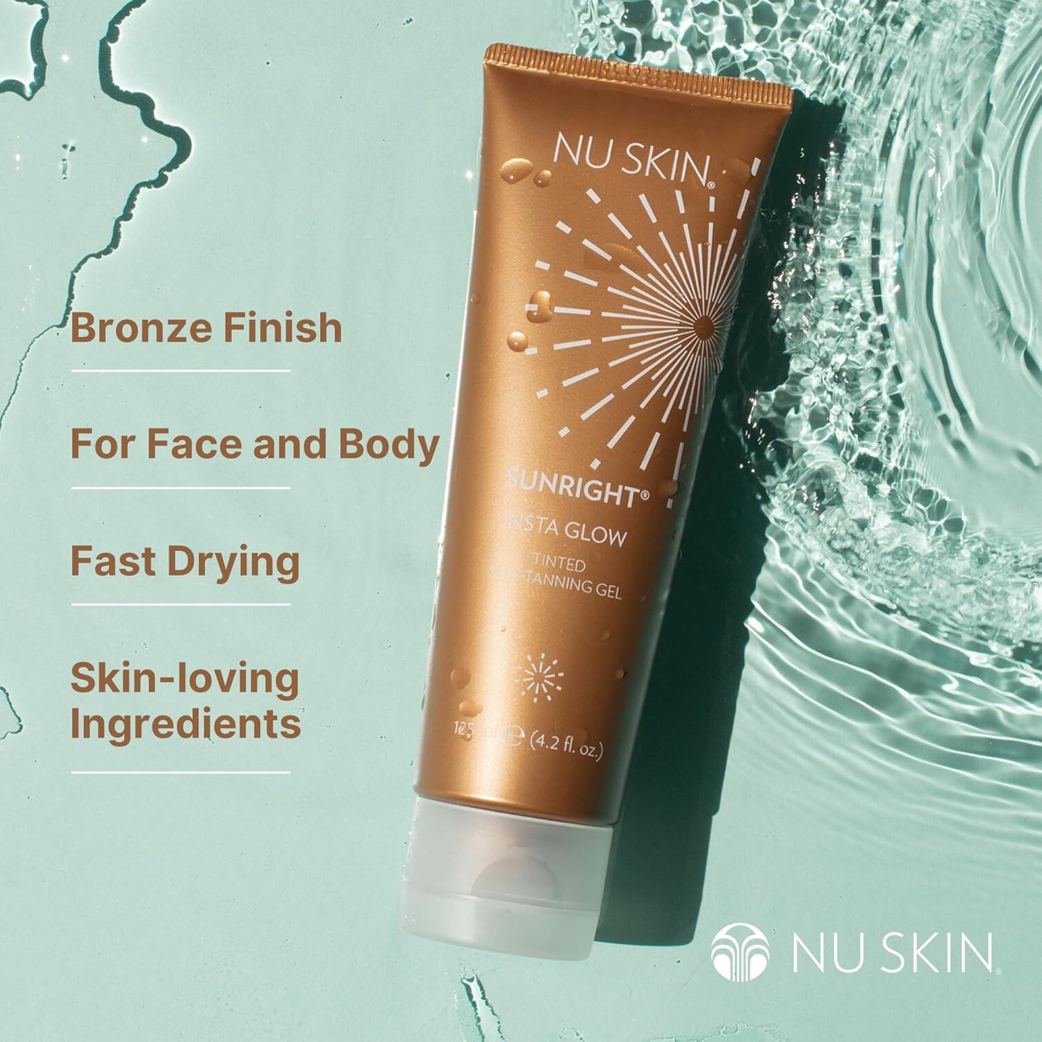 nu skin sunright insta glow self tanner gel natural summer tan for face body beauty skin care vitamin e avocado oil natu