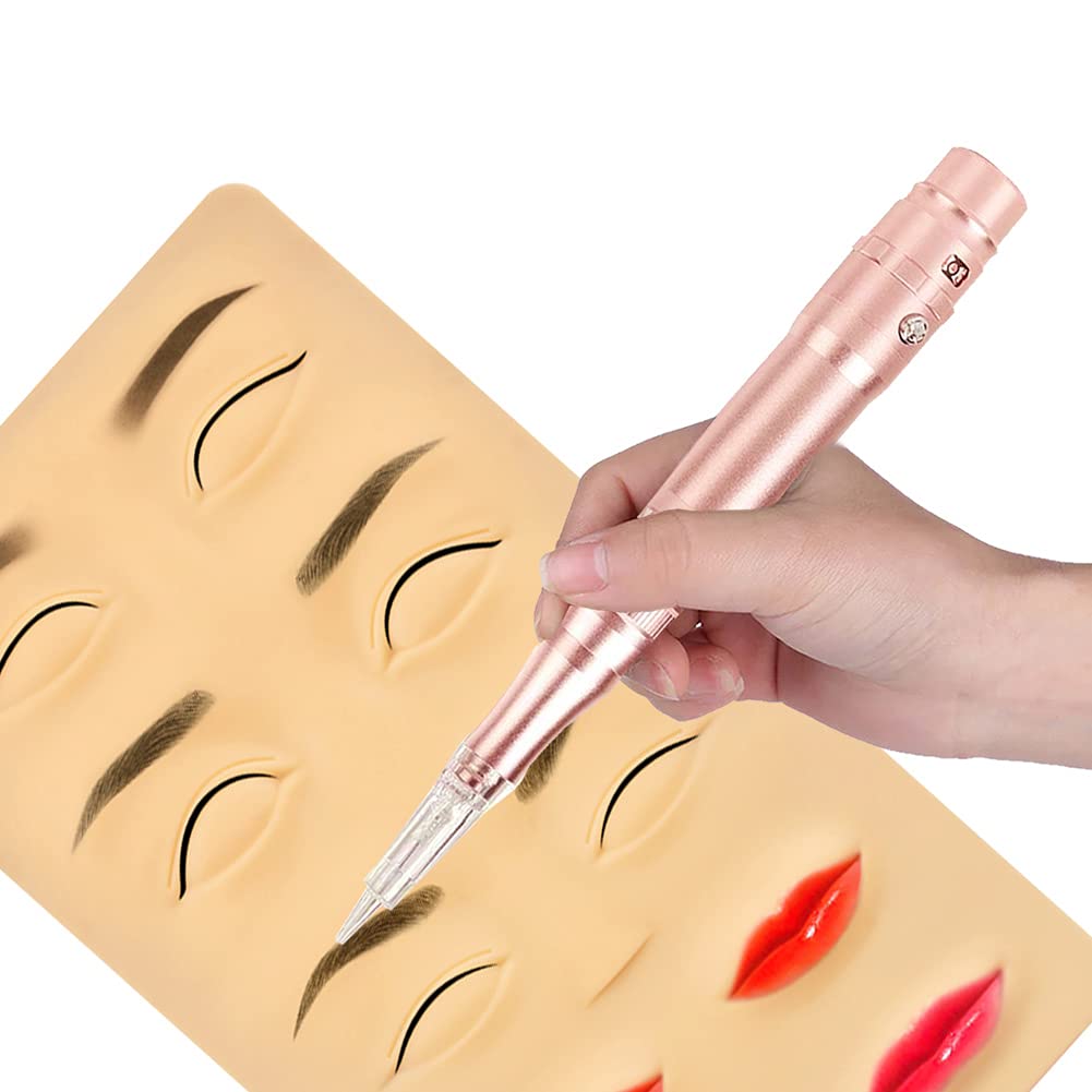 permanent makeup rotary tattoo machine eyebrow pen machine with 10pcs needles for eyebrowslipseyeliners b950b rose gold